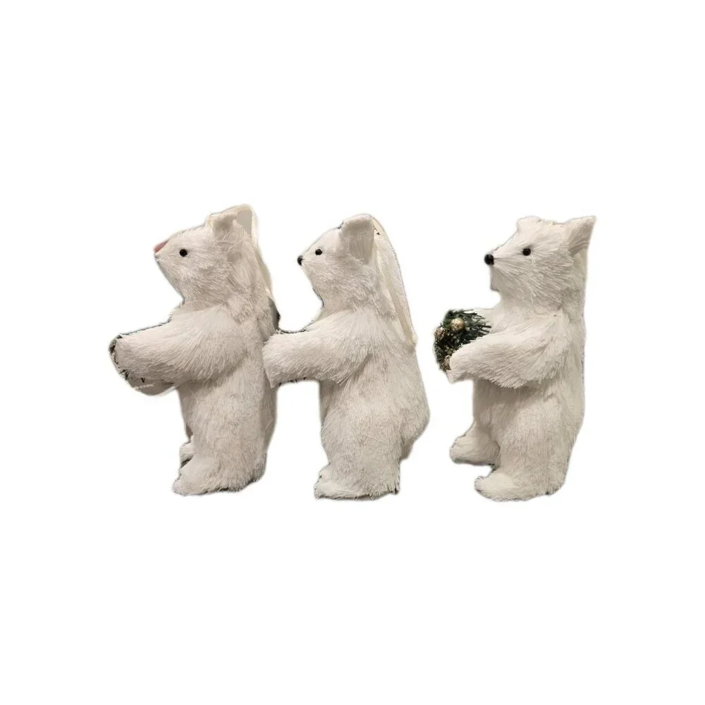 New Set Of 3 Magic Winter White Polar Bear CHRISTMAS Tree Holiday ORNAMENT